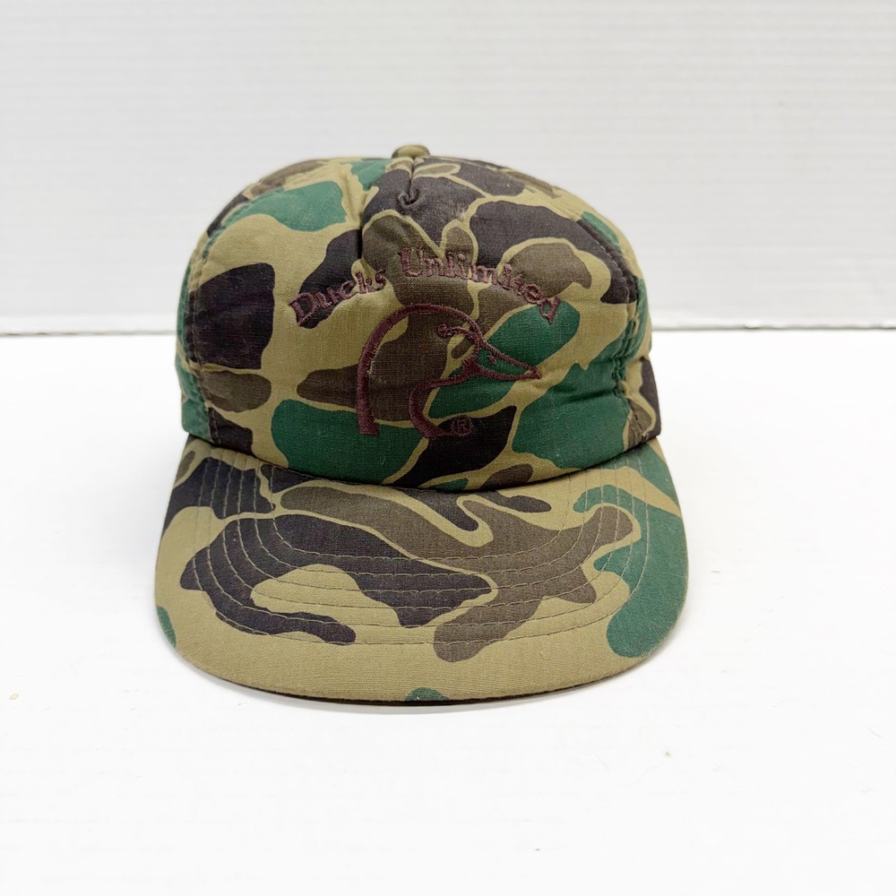 Vintage 90s Ducks Unlimited Dorfman Pacific Camo Snapback Hat Foam Outdoor